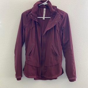 Maroon Lululemon rain jacket